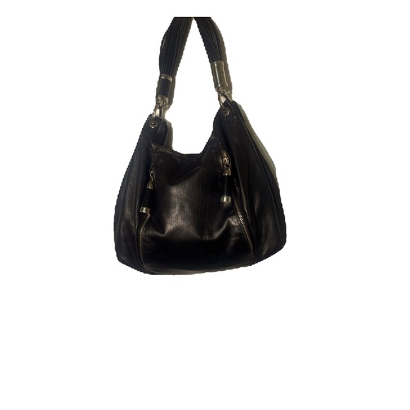 MICHAEL KORS SATCHEL HOBO SHOULDER BAG IN BLACK LEATHER - Picture 1 of 16